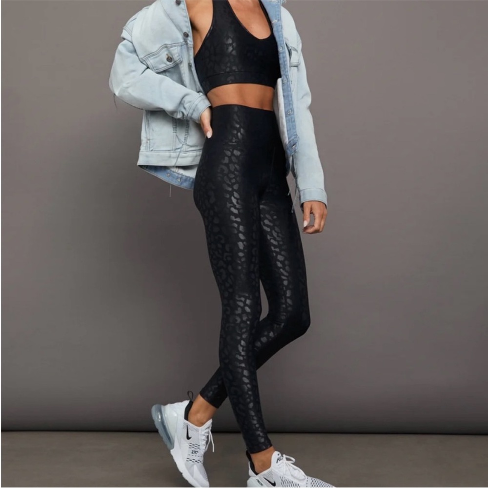Carbon38 Black High-Waist Leopard-Print Leggings